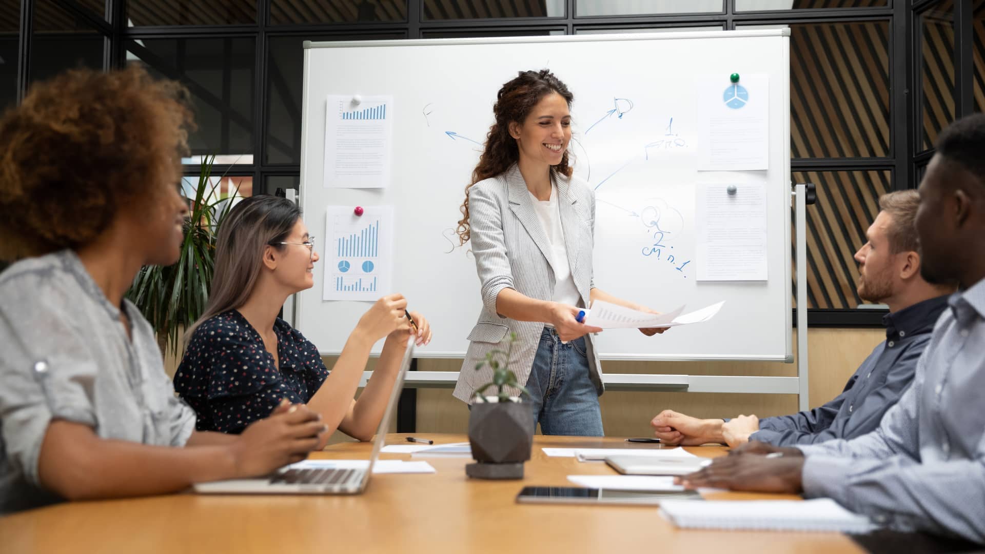 Professional facilitator leading workplace session